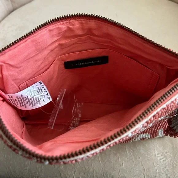 Anthropologie Augusta Beaded Clutch with zipper and tassel - Picture 6 of 12